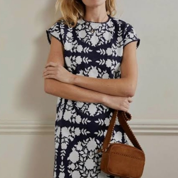 Boden Navy and White Floral Dress - NWT - Picture 1 of 7